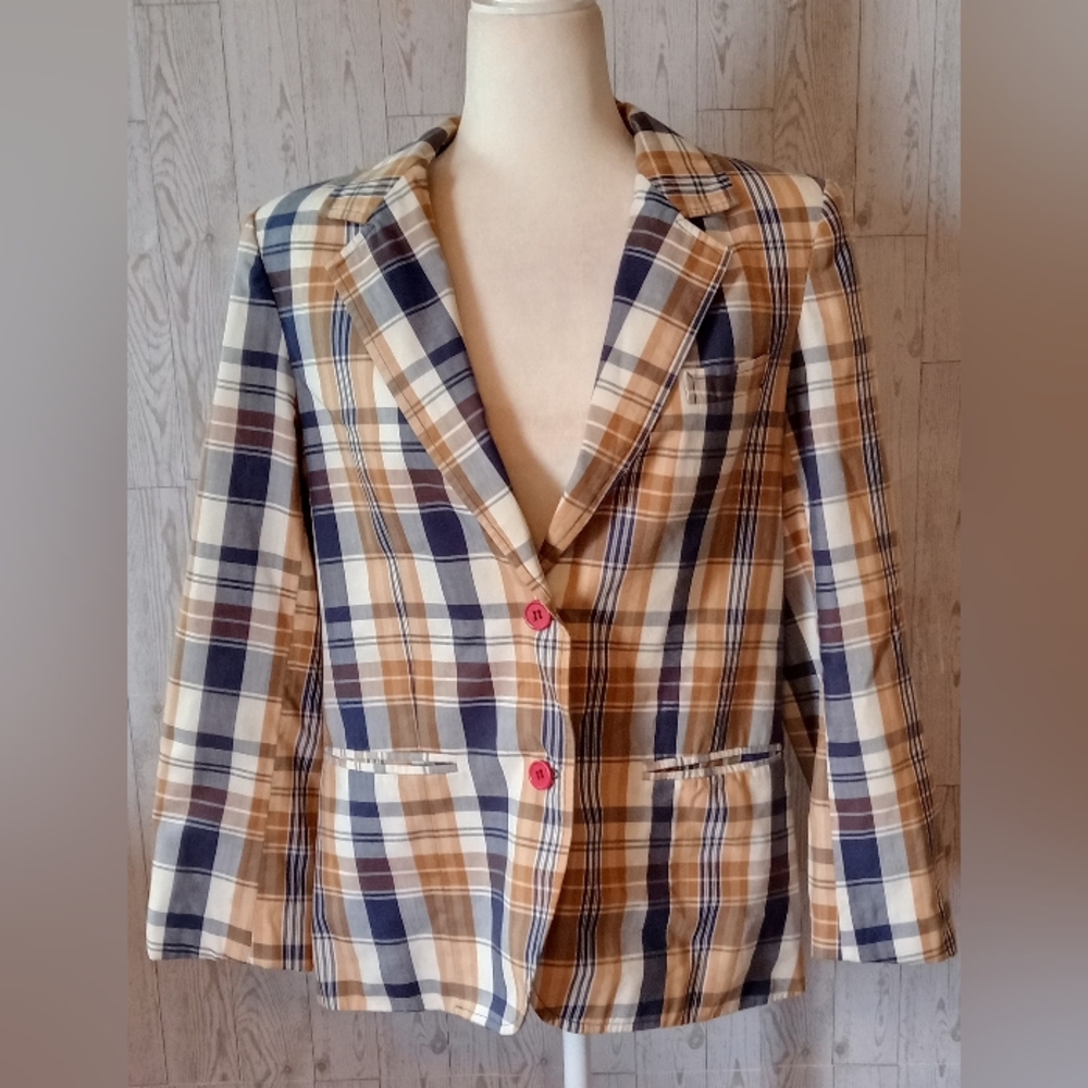 Plaid Single-Breasted Blazer in the style of Veronica Beard,  L XL Size 16
